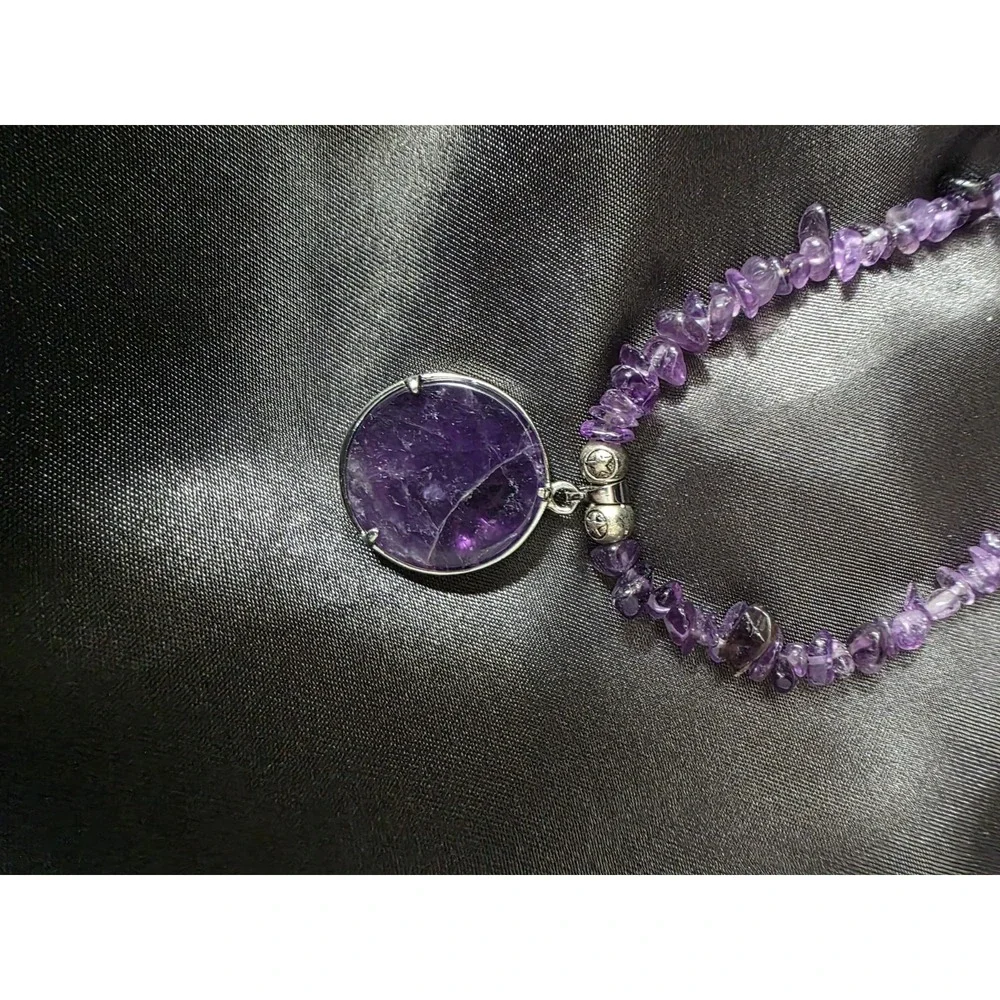 Amethyst Tree Of Life Silver Plated Pendant Healing Stone Necklace